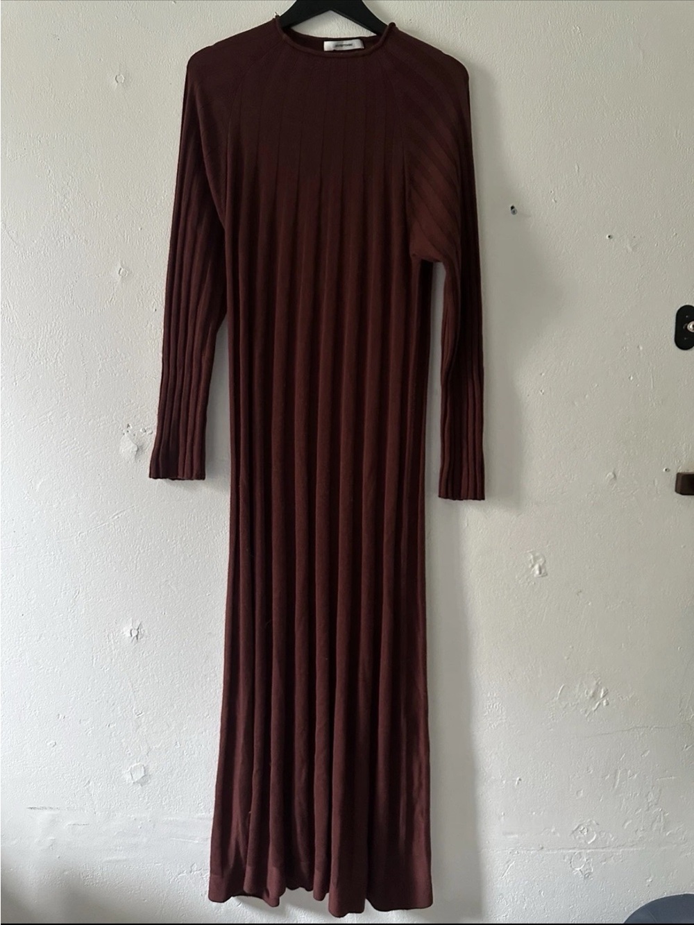 LE17SEPTEMBRE Brick Red Rib Knit Maxi Dress Wool Blend Size 36 Long Sleeve